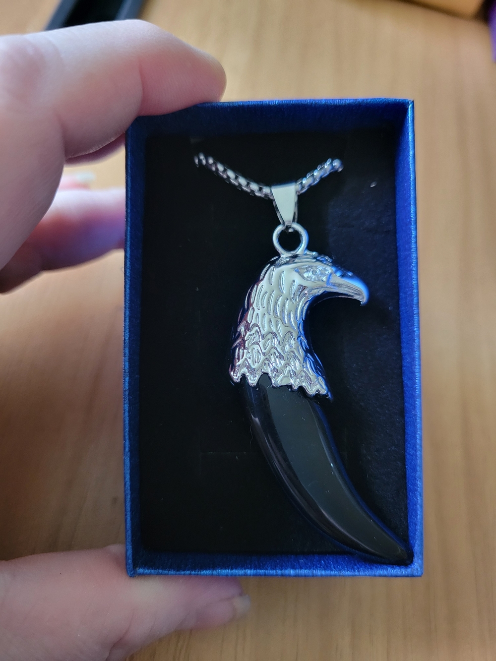 🧋NEW🧋Stainless Steel Men's Black Eagle Claw Pendant Necklace